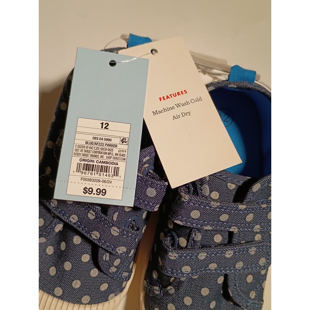 Cat & Jack Toddler Parker Sneakers - Navy Polka Dot - 12 - Picture 2 of 4